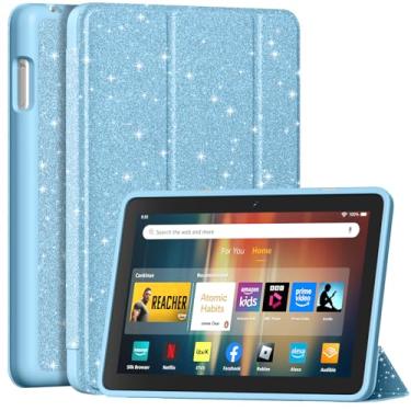 Imagem de Nova capa para tablet de 8 polegadas, capa inteligente DJ&RPPQ com suporte triplo com parte traseira rígida de PC e despertar/hibernar automaticamente, azul brilhante