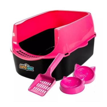 Imagem de Kit Caixa de Areia para Gatos Furba Alta Premium- Dogcompany , Rosa