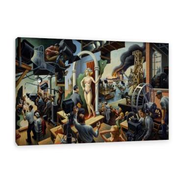 Imagem de Thomas Hart Benton Paintings Wall Art Hollywood Classic Art Reproduções Thomas Hart Benton Pôster em tela para sala de estar decoração de parede de casa 60 x 40 cm (24 x 16 polegadas) Moldura interna