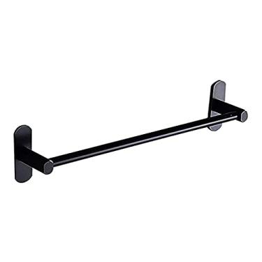 Imagem de uhyOHF Toalheiro montado na parede, suporte de toalheiro, 41/51/61/71 cm barra de toalha de alumínio espaço preto de camada única, prateleira de parede fixa autoadesiva, suporte de toalha de mão no