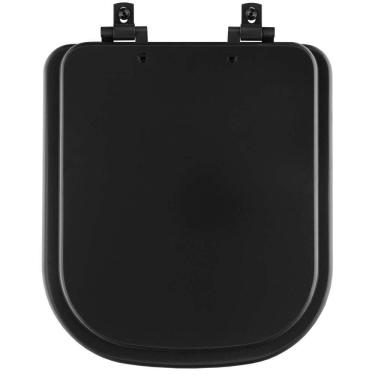 Imagem de Assento Sanitário Mdf Soft Close Quadra Preto Fosco Para Vaso Deca Com Ferragem Preta