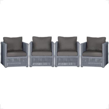 Imagem de 4 Poltronas Madri Alumínio Corda Náutica Estofado 11 Trama Prata