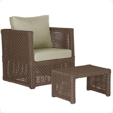 Imagem de Mesa E 1 Poltrona Madri Corda Náutica Estofado 7 Trama Marrom