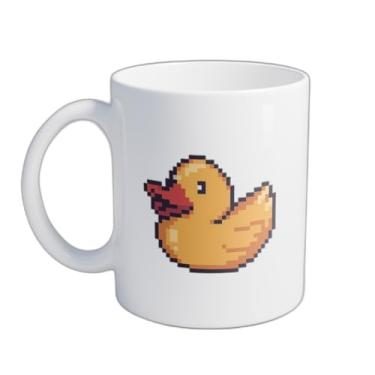 Imagem de Caneca Xícara de Café Porcelana 300ml Desenho Pato de Borracha Pixel Art