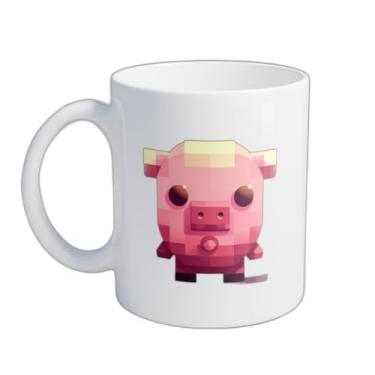 Imagem de Caneca Xícara de Café Porcelana 300ml com Desenho do Porquinho Esteban Vicente