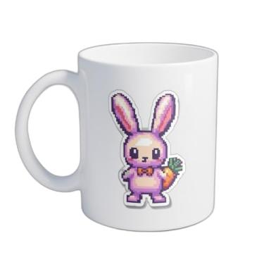 Imagem de Caneca Xícara de Café Porcelana 300ml Coelho Pixelado