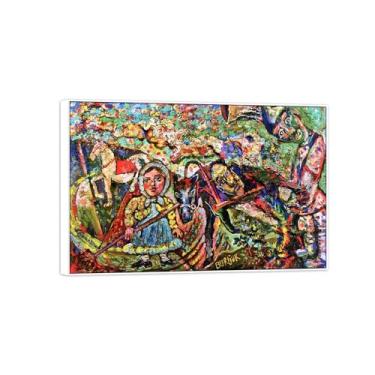 Imagem de David Burliuk Famosas impressões em tela de arte de parede prontas para pendurar. Sem título. Pintura com moldura branca para decoração de sala de estar 20 x 30 cm 8 x 12 polegadas