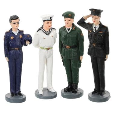 Imagem de DIYEAH Conjunto de 4 bonecos de soldado em miniatura, modelos detalhados para brincar e decoração para mesas de areia e cenários criativos