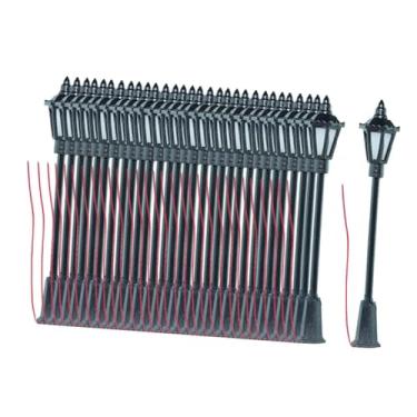 Imagem de Amagogo Poste de luz externo em escala 1/87, modelo de mini poste de rua, luminária para maquete ferroviária em escala HO, para artesanato, 30 Unidades