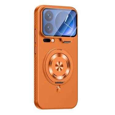 Imagem de FWYANZH Capa com suporte para Xiaomi 17 Pro Max/17 Pro, anel magnético destacável, proteção total da lente à prova de choque, capa de policarbonato, laranja, 17 Pro Max