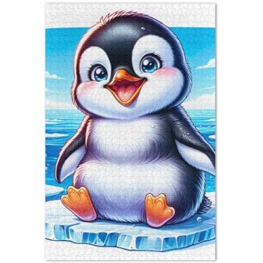 Imagem de Quebra-cabeça fofo com estampa de pinguim polar, 500 peças para adultos, paisagem floral, diversão para família, presentes para jogo de elefante branco, 51 x 35 cm