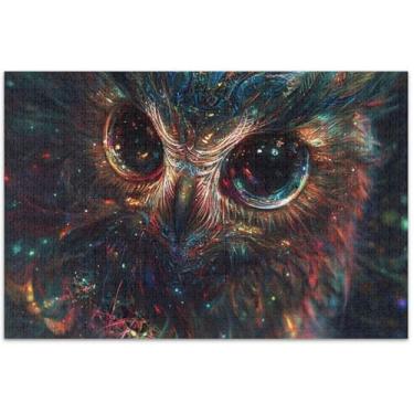 Imagem de Pintura de arte digital de coruja personalizada para adultos, quebra-cabeças de 1000 peças, presentes tecnológicos, quebra-cabeça colorido, arte de pintura animal, 75 x 40 cm