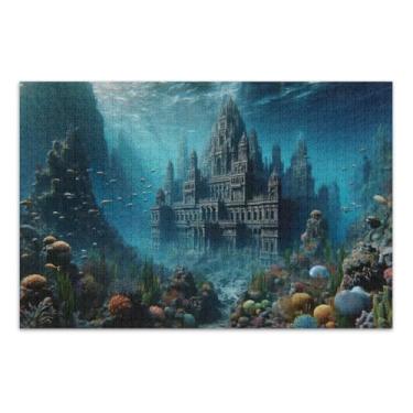 Imagem de Castelo Antigo Mundo Subaquático 1000 quebra-cabeças para adultos, quebra-cabeças difíceis para adultos, noite de jogo em família