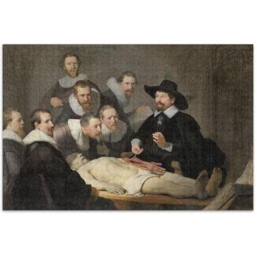 Imagem de Aula de anatomia Rembrandt personalizada Dr. Nicolaes Tulp quebra-cabeças para adultos 1000 peças presentes de festa de elefante branco quebra-cabeça cena de outono paisagem decoração de arte, 75 x