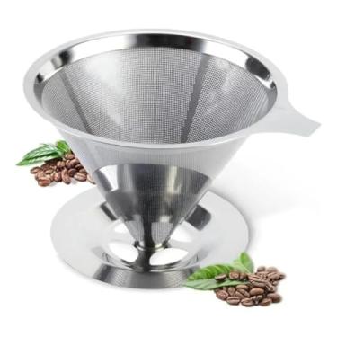 Imagem de Coador de Café 103 Filtro Inox Reutilizável Premium – Peneira de Aço Durável e Sustentável, Sem Uso de Papel, Econômico e Ecológico, Fácil de Usar e Limpar, Preserva o Sabor Natural do Café