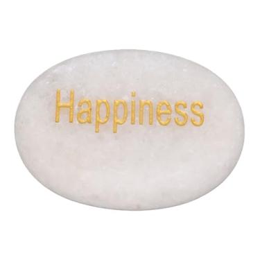 Imagem de CUOFYUNL Pedra de Mármore Gravada Inspiradora Natureza Pedra Preciosa Decoração Artesanato Presente para Amigos da Família (felicidade)