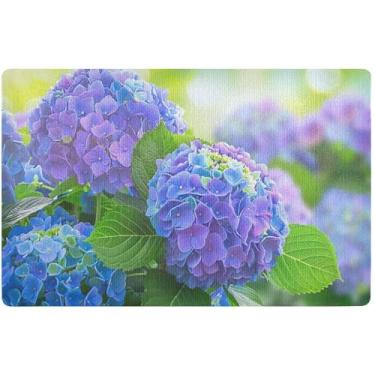Imagem de TSENQUE Capacho personalizado de flores de hortênsia divertido para o dia das bruxas, decoração de varanda, tapetes de porta engraçados externos antiderrapantes 81 x 50 cm
