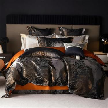 Imagem de Jogo de cama jacquard em algodão, tamanho queen/king, com capa de edredom, lençol e fronhas, 3, 220x240cm (6 peças).