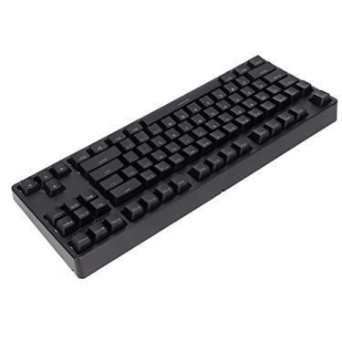 Imagem de Cryfokt Teclado Mecânico Ergonômico para Jogos Com Teclas de Sublimação de Tinta, 87 Teclas para Trabalho Em Home Office, Moldagem por Injeção de Duas Cores (Preto)