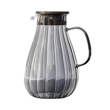 Imagem de Jarra 1,8L De Vidro Borossilicato e Aço Inox Buffet Restaurante Cozinha Mesa Suco Água(Cinza Fumê)