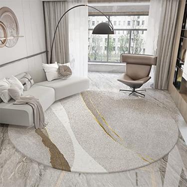 Imagem de Tapete redondo de estilo moderno, textura de mármore, tapete antiderrapante, tapete redondo para quarto, sala de estar, estudo, tapete, E, diâmetro 100 cm/3,3 pés