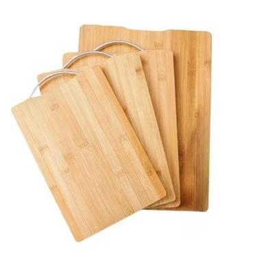 Imagem de Tábua de Corte Bambu 38x28cm, Ecológica, com Alça de Aço, Ideal para Carne, Legumes, Frutas, Queijos e Pães(Plástico Branco,Médio)