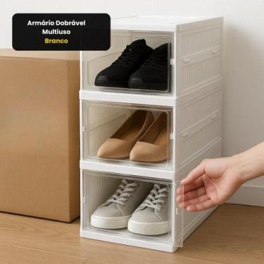Imagem de Armário Dobrável Resistente Multiuso Prático Moderno Branco - TOP RIO