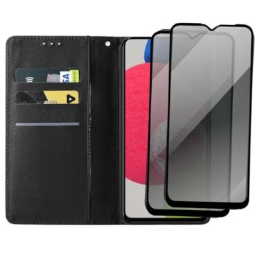 Imagem de Capa Carteira Flip Case para Samsung Galaxy A52S com 2 Películas de Vidro 3D Privacidade, Anti Espião Preto