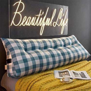 Imagem de BAGASI Almofada grande de leitura, almofada de cabeceira de veludo, encosto triangular, descanso de cama, cama, beliche, dormitório, suporte para as costas com capa removível, D, 120 x 50 x 20 cm