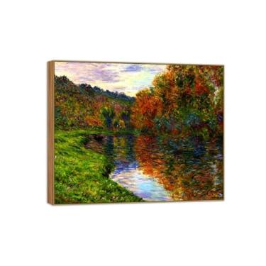 Imagem de Claude Monet Famosas Impressões em Tela de Parede Prontas para Pendurar - Quadro de Madeira Outono para Decoração de Sala de Estar 30 x 35 cm 12 x 13 pol
