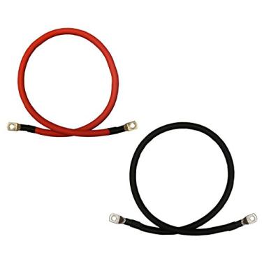 Imagem de 8 AWG Calibre Vermelho + Preto Puro Cobre Bateria Inversor Cabos Solar, RV, Carro, Barco, 1 ft., 5/16 in. Lugs both ends