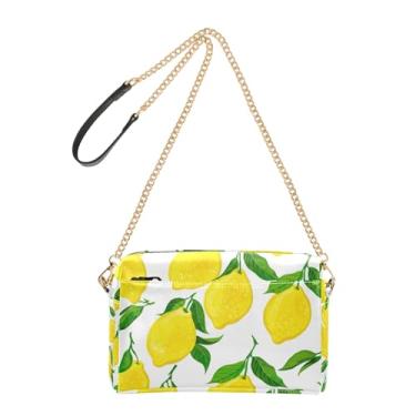 Imagem de Joitme Bolsa tiracolo feminina para celular, linda bolsa de ombro amarela limão verde com alça de corrente de couro PU