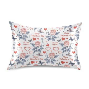 Imagem de Wassud Fronhas de cetim para o dia dos namorados com folhas azuis marinhas rosas para cabelo e pele fronhas de seda lisa tamanho queen fronhas respiráveis com fecho de envelope