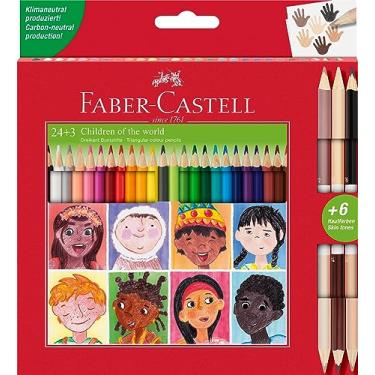 Imagem de Faber-Castell Conjunto de lápis de cor triangular – 24 cores + 3 lápis skintone bicolor