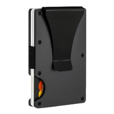 Imagem de Carteira masculina slim minimalista, carteira de metal com clipe para dinheiro - porta-cartão de crédito com bolso frontal fino RFID - presente para homens marido e pai no aniversário Brithday