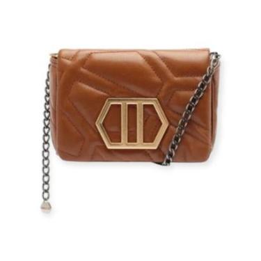 Imagem de Bolsa Feminina Arezzo Couro Emma Tiracolo Pequena Caramelo-Feminino