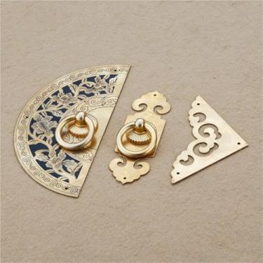 Imagem de HTNAFONI Puxador de porta de armário redondo puxador de sapato antigo cobre puro puxadores de gaveta de ferragens para móveis 1 peça (8002)