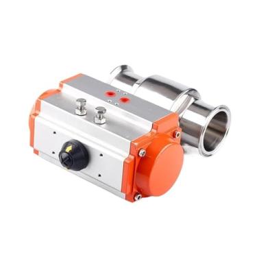 Imagem de Tubo de 19-108 mm 3.8 cm 5.1 cm -10.2 cm Tri Clamp 304 316L Válvula de esfera sanitária de aço inoxidável com atuador pneumático Homebrew (38 AT52,316_TRI CLAMP)