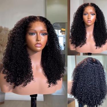 Imagem de Perucas de cabelo humano encaracolado crespo 4c Edge com faixa 13x6 HD perucas de cabelo humano Remy peruca de cabelo humano 50,8 cm 180% densidade pré-cortada pré-cortada natural linha do cabelo 4C