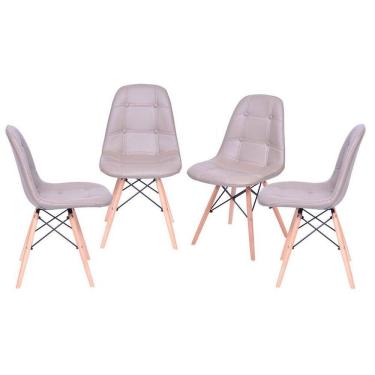 Imagem de Kit 4 Cadeiras Boxbit Dkr Eames Botonê Base Em Madeira Cinza