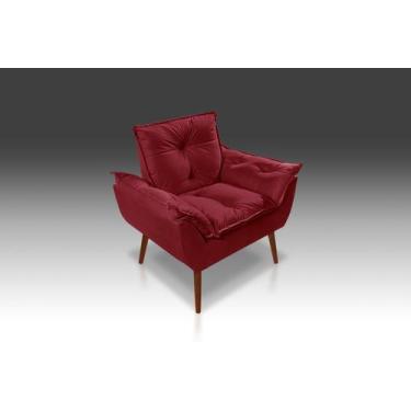 Imagem de Poltrona Opala Com Fibra Siliconada Suede Vermelho-RV DECORA - CASA DA