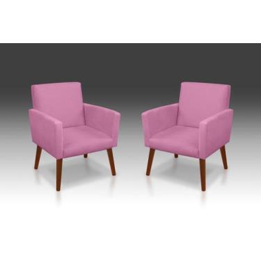 Imagem de   kit 02 poltrona  nina suede  rose -modena decor  - CASA DA POLTRONA