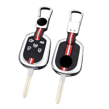Imagem de Capa de chave de carro de liga + silicone com 5 botões, acessórios compatíveis com Ford Mustang Expedition Edge Explorer Focus Taurus X Escape(5 Btns Silver 1 PC)