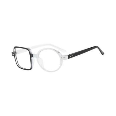 Imagem de Óculos De Grau Unissex Com Armação Quadrada E Lentes Redondas Transpar