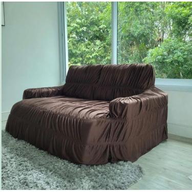 Imagem de Capa de sofá retrátil 2 lugares Extensível Reclinável  Bcapas, Marrom