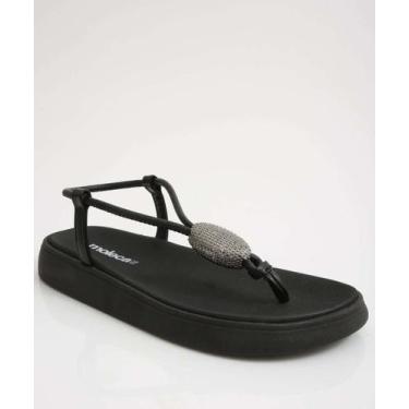 Imagem de Sandália Flatform Feminina Strass Moleca-13094, 35, Preto