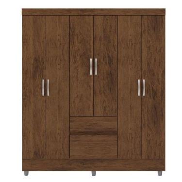 Imagem de Guarda-roupa Casal 6 Portas 2 Gavetas Com Pés Ideval Imbuia Rústico - 