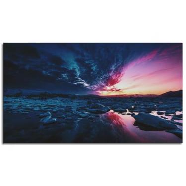 Imagem de Ice Wall Art Fudra Impressão em tela Pôster Frozen Lake para casa conjunto de 1 decorações não ramificadas 68,5 x 40,6 cm