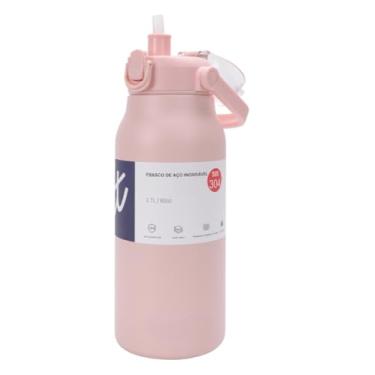 Imagem de Garrafa Térmica de água 1700ml Grande Capacidade Aço Inox Isolado Cup de Academia (Rosa 1700ML)
