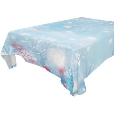Imagem de Blueangle Toalha de mesa de flocos de neve – Toalha de mesa quadrada de poliéster impermeável e resistente a manchas para ambientes internos e externos, 152 x 152 cm (550)